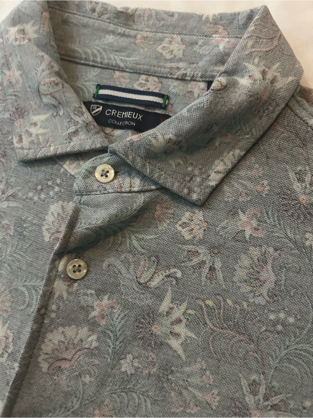 Daniel Cremieux Heather Gray Polo with Soft Pink & Mint Floral Print